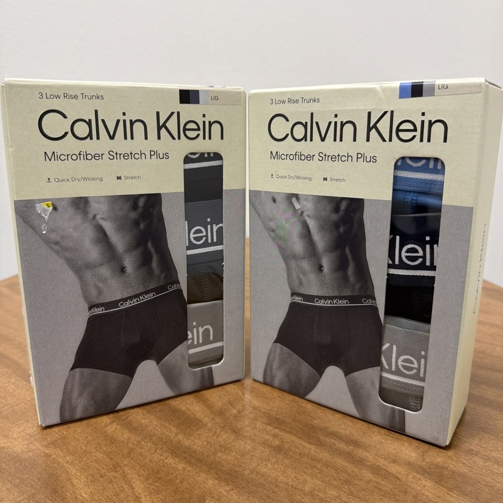 Calvin Klein Men's two 3 Pack Microfiber Stretch Plus Low Rise Trunks Size L